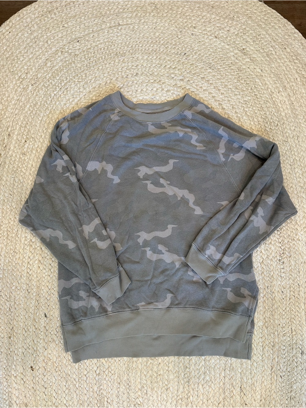 American Eagle Outfitters Gray Camo Crewneck Sweatshirt
